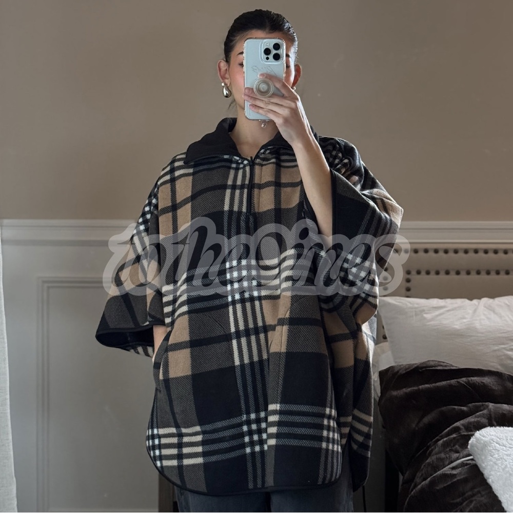 Rachel Rachel Roy Plaid Fleece Poncho Reversible